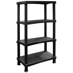 HEATON WHOLESALE 2 X Extra Large Black Plastic 4 Tier Compact Home Garage Storage Shelving Unit - thumbnail 2