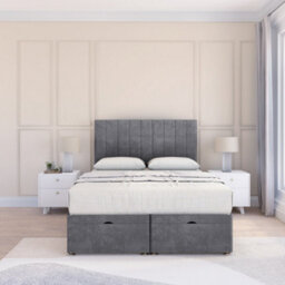 "Sloomy Kansas Armour Coniston 4Ft Ottoman Bed End Opening With Sprung Memory Mattress & 26"" Headboard-Small Double" - thumbnail 2