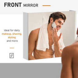 Homcom Wall Mounted Bathroom Mirror Storage Cabinet W/ Door Adjustable Shelf - thumbnail 6