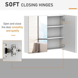 Homcom Wall Mounted Bathroom Mirror Storage Cabinet W/ Door Adjustable Shelf - thumbnail 7