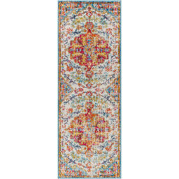Livabliss Harput-Vintage Blue Orange Yellow Grey Traditional Boho Living Dining Bedroom Rug 80 X 220 Cm Easy Care, Non Shedding - thumbnail 1