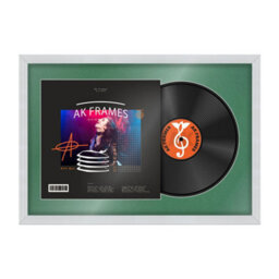 "AK Frames 25X17"" White Classic Vinyl Record Frame With Emerald Mount For 12 Inch Lp Cover & Disc - Overlapped Design" - thumbnail 1