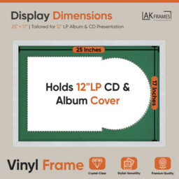 "AK Frames 25X17"" White Classic Vinyl Record Frame With Emerald Mount For 12 Inch Lp Cover & Disc - Overlapped Design" - thumbnail 2