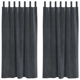 Berkfield Modern Blackout Curtains With Hanging Loops 2 Pcs Light Grey Velvet - thumbnail 1