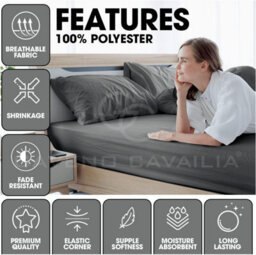Gaveno Cavailia Microfiber Fitted Sheet King Charcoal Luxurious Premium Quality Bedsheet - thumbnail 2