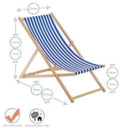 Harbour Housewares Folding Wooden Deck Chairs - Green Stripe - Pack Of 2 - thumbnail 4