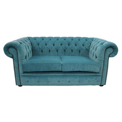 Chesterfield 2 Seater Pimlico Teal Fabric Sofa Settee Bespoke In Classic Style - image 1