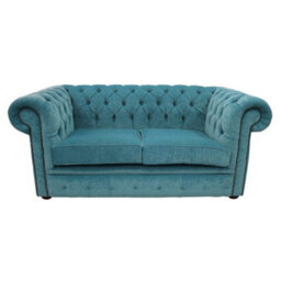 Chesterfield 2 Seater Pimlico Teal Fabric Sofa Settee Bespoke In Classic Style