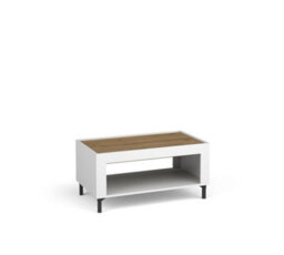 Arte Mossa Contemporary Coffee Table In White & Oak - W970mm X H470mm X D560mm - thumbnail 1