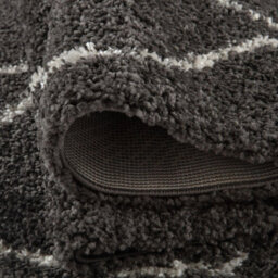 The Rugs Moroccan Shaggy Rugs And Runners Soft Fluffy Wavy Trellis Design High Pile Dark Grey And Ivory Living Room Kitchen Hallway 840 - thumbnail 4