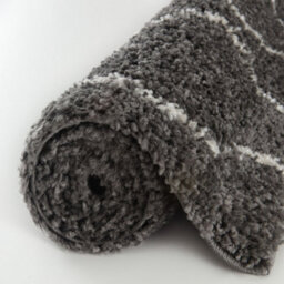 The Rugs Moroccan Shaggy Rugs And Runners Soft Fluffy Wavy Trellis Design High Pile Dark Grey And Ivory Living Room Kitchen Hallway 840 - thumbnail 6