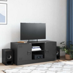 Berkfield Sturdy Tv Cabinet Black 99X39X44 Cm Steel - thumbnail 3