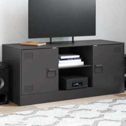 Berkfield Sturdy Tv Cabinet Black 99X39X44 Cm Steel - thumbnail 2