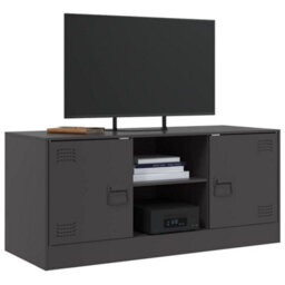 Berkfield Sturdy Tv Cabinet Black 99X39X44 Cm Steel - thumbnail 4