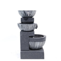 Living And Home Outdoor Modern Design Resin Water Fountain Rockery Decoration 3 Tier Bowls Solar Powered 46.5 Cm H - thumbnail 6