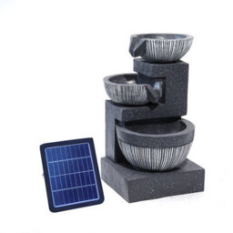 Living And Home Outdoor Modern Design Resin Water Fountain Rockery Decoration 3 Tier Bowls Solar Powered 46.5 Cm H - thumbnail 4