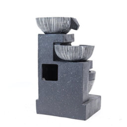 Living And Home Outdoor Modern Design Resin Water Fountain Rockery Decoration 3 Tier Bowls Solar Powered 46.5 Cm H - thumbnail 5