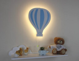 White And Blue Wooden Balloon Children's Night Light Led Wall Mounted Light - thumbnail 8