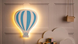 White And Blue Wooden Balloon Children's Night Light Led Wall Mounted Light - thumbnail 4