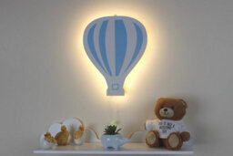 White And Blue Wooden Balloon Children's Night Light Led Wall Mounted Light - thumbnail 2