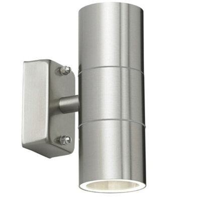 Ip44 Outdoor Accent Lamp Stainless Steel Up & Down External Wall Light 2X Gu10 - image 1