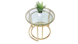 Q&p Furniture Halo Modern Nest Coffee Table  2 Piece Set With Gold Chrome Legs And Tempered Glass Top Model - thumbnail 2