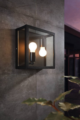 Eglo Alamonte 1 Black Metal Ip44 Outdoor Wall Light, (D) 29Cm - image 1