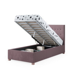 Rest Relax Amelia Solo Ottoman Bed Plush Velvet Blush Pink - Single 3Ft - thumbnail 5