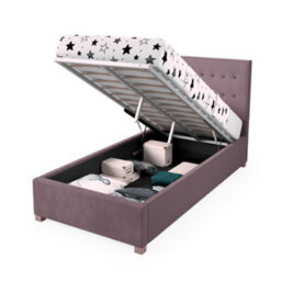Rest Relax Amelia Solo Ottoman Bed Plush Velvet Blush Pink - Single 3Ft - thumbnail 6