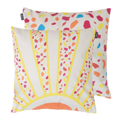 icon Indoor And Outdoor Sun And Terazzo Soleil Set Of 2 Waterproof Filled Cushion - image 1