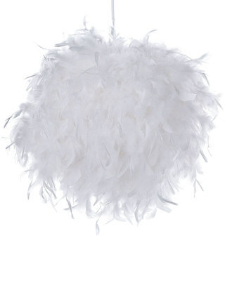 Wyld And Coco Lunaluxe Pendant Lamp White Feathers Round Glam Modern - W40 X H154Cm, Duck Feather Shade - image 1