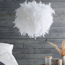 Wyld And Coco Lunaluxe Pendant Lamp White Feathers Round Glam Modern - W40 X H154Cm, Duck Feather Shade - thumbnail 2