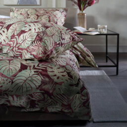 The Lyndon Company Tropical Garden 100% Cotton Duvet Cover Set, Red Botanical Print With Piped Edging - thumbnail 5