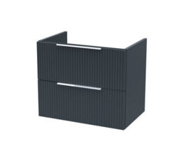 Hudson Reed Fluted Wall Hung 2-Drawer Vanity Unit, Stylish Modern Vanity Unit In Bathroom With Finger Pull Handle Design - thumbnail 1