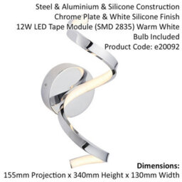 Bathroom Wall Light Fitting - Chrome Plate & White Diffuser - Warm White Led - thumbnail 2