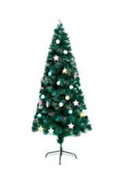 Shatchi 5Ft/150Cm Pastel Stars And Baubles Fibre Optic Christmas Tree Led Pre-Lit - thumbnail 3