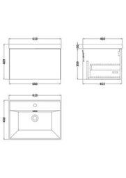 Balterley Pershall Contemporary Wall Hung 1 Drawer Vanity Unit With Thin-Edge Ceramic Basin, 600mm, Matt White - thumbnail 5