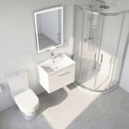 Balterley Pershall Contemporary Wall Hung 1 Drawer Vanity Unit With Thin-Edge Ceramic Basin, 600mm, Matt White - thumbnail 3