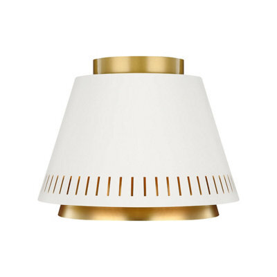 Stylish Gold And Matte White Flush Light With Conical Shades - 60W Led E27