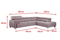 Genuine Leather Mid Grey Right Hand Facing Corner Sofa - thumbnail 7