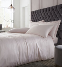Catherine Lansfield Bedding Silky Soft Satin Duvet Cover Set With Pillowcases Blush Pink