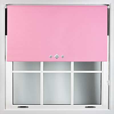 Furnished Thermal Blackout Roller Blinds With Triple Diamond Eyelets & Metal Fittings - Pink (W)235Cm (L)165Cm