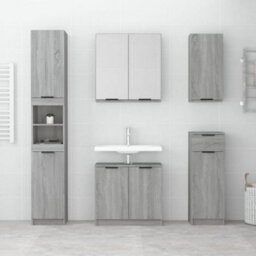 Berkfield Classic Wall-Mounted Bathroom Cabinet Grey Sonoma 32X20X67 Cm - thumbnail 3