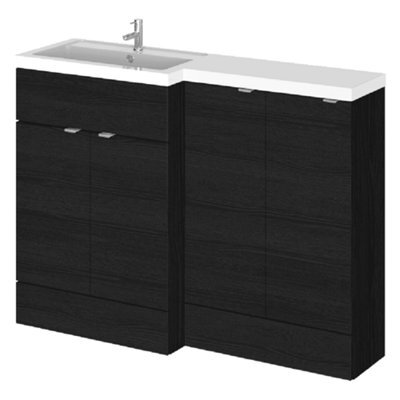 Hudson Reed Fusion 1200mm Left-Hand Freestanding Vanity Unit & Polymarble Basin, Charcoal Black Gloss - image 1