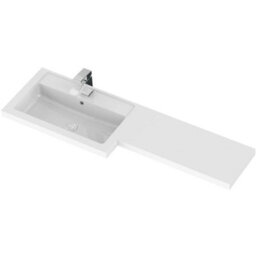 Hudson Reed Fusion 1200mm Left-Hand Freestanding Vanity Unit & Polymarble Basin, Charcoal Black Gloss - thumbnail 2