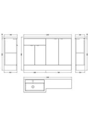 Hudson Reed Fusion 1200mm Left-Hand Freestanding Vanity Unit & Polymarble Basin, Charcoal Black Gloss - thumbnail 6