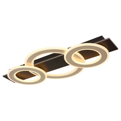 Luminosa Lighting Luminosa Jayden 3 Ring Integrated Led Semi Flush Ceiling Light Matt Black 3X Led 3000K - image 1