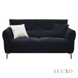 Aluxo Albany Modern 2 Seater Sofa Black Lux Fabric Boucle Soft Couch Gold Trim - thumbnail 6