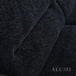 Aluxo Albany Modern 2 Seater Sofa Black Lux Fabric Boucle Soft Couch Gold Trim - thumbnail 3