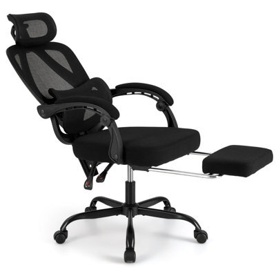 Gainoom Ergonomic Black Office Chair High Back Mesh Desk Chair With Retractable Footrest - image 1